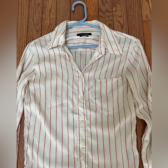 Isabel Marant Cream and Red Striped Button Down Shirt - Picture 3 of 13
